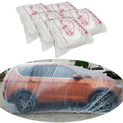 #ad 10x Universal Clear Disposable Car Cover Temporary Rainproof Dustproof Cover US $44.90