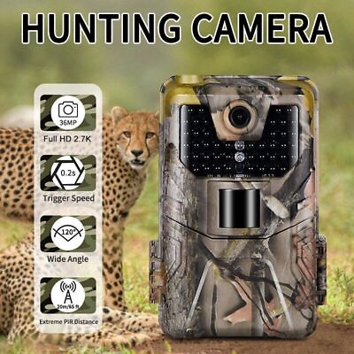 #ad 36MP Wildlife Trail Camera 2.7K HD Game Outdoor Night Vision Motion Hunting Cam $37.79