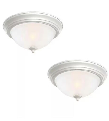 #ad Commercial Electric 13quot; White Flush Ceiling Mount 2 Pack Frosted Glass 442 616 L $29.00