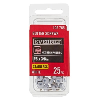 #ad #8 x 3 8 in. White Stainless Steel Hex Head Gutter Sheet Metal Screw 25 Pack $8.66