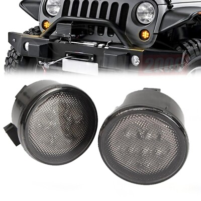 #ad Turn Signal Amber LED Grill Signal Parking Lights For 07 17 Jeep Wrangler JK JKU $29.98