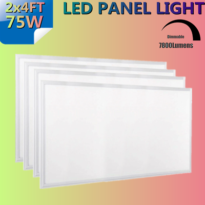 #ad 4Pack 2X4Ft Recessed Ceiling Flat LED Light Panel Commercial Light Fixtures $227.92