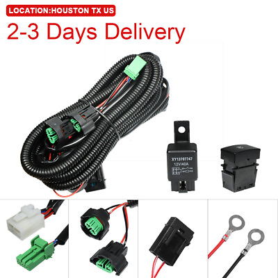 US Location H11 Fog Light Wiring Harness Switch Kit for Honda LED Relay 12V 40A $17.99