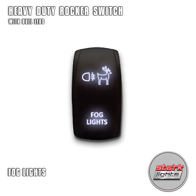 WHITE Laser Etch LED Rocker Switch 5 Pin Dual Light 20A 12V ON OFF FOG LIGHTS $10.89