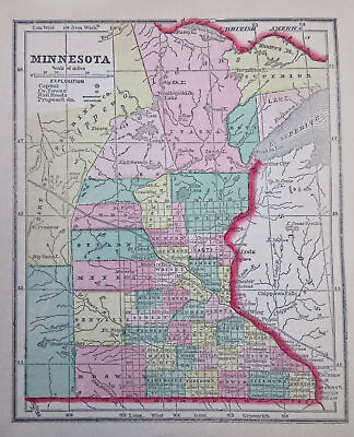 #ad Minnesota Pre Statehood Minneapolis St. Paul 1857 Morse miniature hc state map $85.00