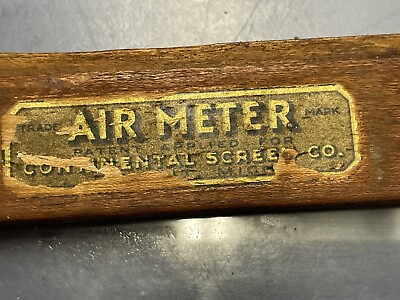 #ad Antique Air Meter Continental Screen Co Michigan USA Wooden and Glass Slider $75.00