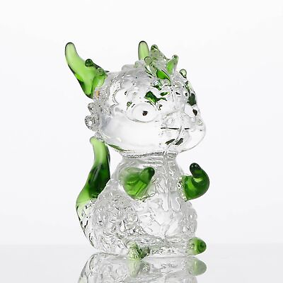 #ad Green Crystal Dragon Figurines Blown Glass Dragon Decor Statue Office Table... $18.48