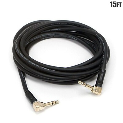 #ad 15FT Premium 6.35mm 1 4quot; Stereo Right Angle Male to Male Audio Cable 16AWG Gold $51.44
