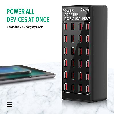 #ad 100W 24 Port USB Charging Station Hub Fast Charger Power Adapter For PC Computer $30.73
