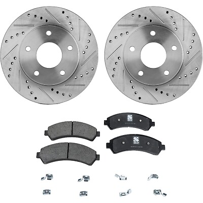 #ad Disc Brake Rotor and Pad Kit For 1998 2004 Chevrolet S10 Front Cross Drilled 4WD $98.56
