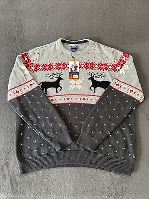 #ad Chaps Family Sweater Holiday Crewneck Cotton Christmas Mens 2XL New $29.99