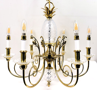 #ad Quoizel 6 Arm Lead Crystal Pineapple amp; Brass Traditional 25quot; Chandelier QG500B $343.16