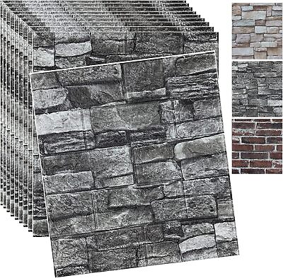 #ad 10 Pcs 3D Tile Brick Wall Sticker Self adhesive Foam Panel Wallpaper 38*35 $10.99