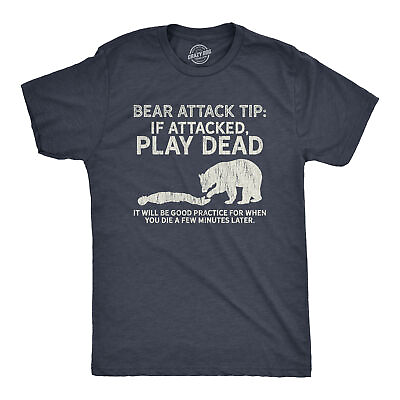 Mens Bear Attack Tip Tshirt Funny Camping Hiking Outdoor Adventure Sarcastic Tee $15.29