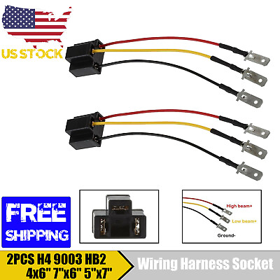#ad 2PCS H4 9003 HB2 Wiring Harness Socket for 4x6quot; 7quot;x6quot; 5quot;x7quot; Car Truck Headlight $5.41