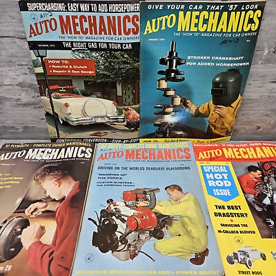 #ad Auto Mechanics Magazine Lot 5 1950s Hot Rods Rat Custom Cars Chevy Ford Dodge $27.99