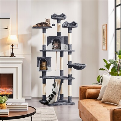 #ad 79in Large Cat Tree Tower for Indoor Cats Condo Scratching Post Pet Play House $85.59
