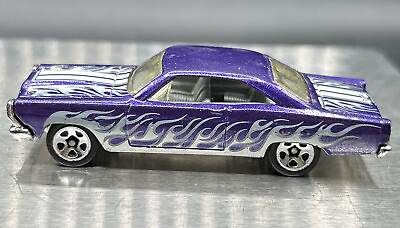 #ad Mattel Hot Wheels HW Flames #x27;66 Ford 427 Fairlane Purple Preowned Loose $4.99