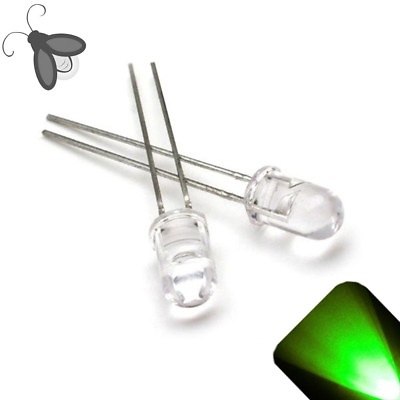 #ad 100 x LED 5mm Pure Green Breathing Fading Super Bright Pulse Firefly Light Prop $21.87