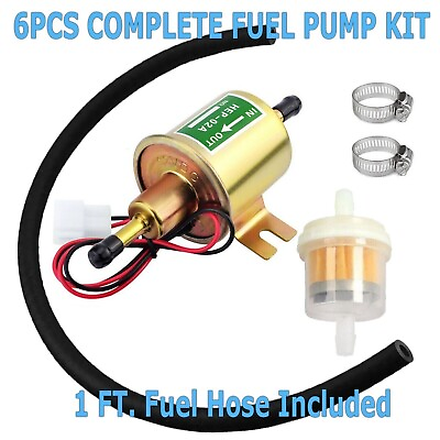 #ad Inline Fuel Pump 12v Electric Transfer Low Pressure Gas Diesel Fuel Pump HEP 02A $10.95