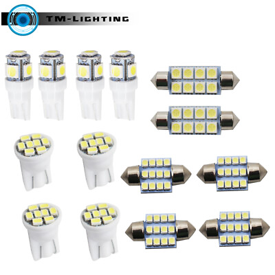 #ad 14Pcs For T10amp;31mm LED White Light Interior Package Kit Map Dome License Plate $6.52