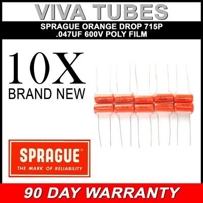 #ad Lot of 10 New Sprague 715P Orange Drop .047uF 600V 5% Poly Film Capacitors $21.22