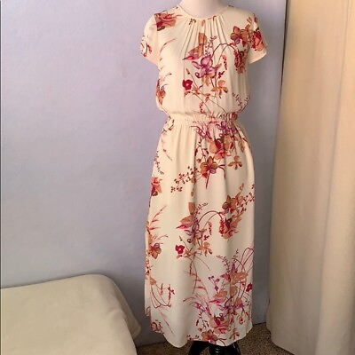 #ad Floral Print Cap Sleeve Dress Cream $19.00