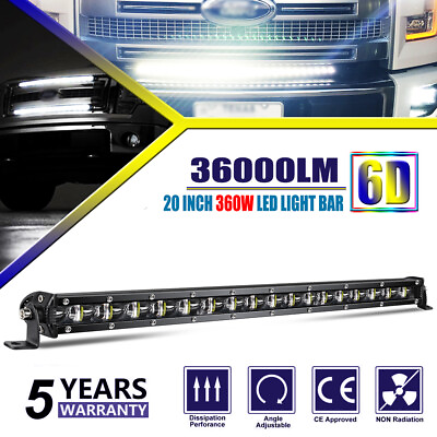 20 inch LED Light Bar Single Row 6D Lens Super Slim for UTV UTE ATV Pickup Truck $38.99