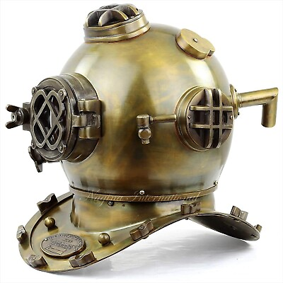 #ad 18quot; Antique Brass Oil Rubbed Finish Scuba Diving Helmet US Navy Mark V Handmade $175.50
