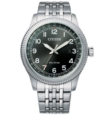 #ad Citizen Men#x27;s Eco Drive Silver Calendar Stainless Steel Watch 42.5MM BM7480 81E $87.99
