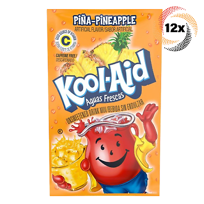 #ad 12x Packets Kool Aid Pina Pineapple Flavor Caffeine Free Soft Drink Mix .14oz $10.28
