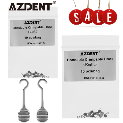 #ad AZDENT Dental Orthodontic Bondable Crimpable Long Hooks Right Left 10Pcs Pack $275.39