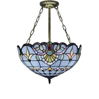 #ad Tiffany Style Ceiling Light Handcrafted Art Stained Glass Inverted Pendant Lamp $129.00