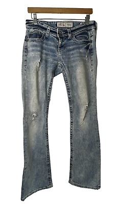 #ad BKE Denim Women’s Stella Boot Cut Jeans Sz 27 R Blue Distressed Light Wash Denim $15.99