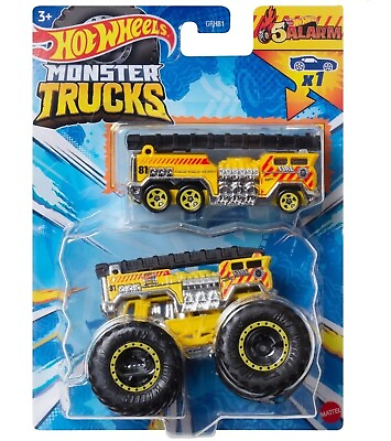 #ad Hot Wheels Monster Trucks 5Alarmr 1:64 Bonus Fire Engine Die Cast Car NEW GBP 12.99
