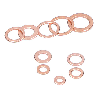 #ad 220x Sealing Copper Gasket Flat Round Ring Washer Assortment Kit Tool Fastener❀ $13.25