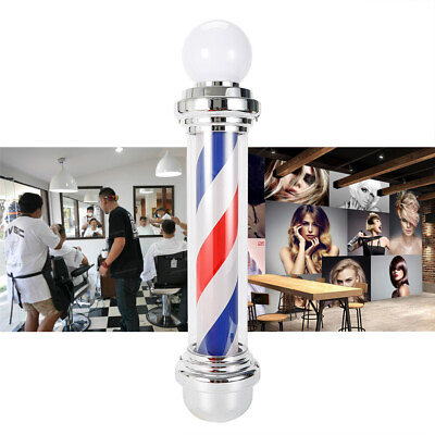 #ad 32quot; Outdoor Barber Pole Rotating Light Salon Sign Illuminated Red White Blue LED $76.50