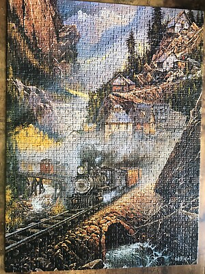 #ad Vintage FX Schmidt Silver Belle Run Ted Blaylock 1000 Pc Jigsaw Puzzle UsedCompl $6.99
