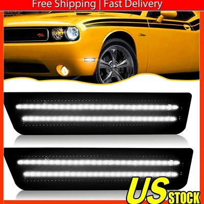 #ad For 08 14 Dodge Side LED Challenger Marker Light Signal Front Fender Lamp White $19.99