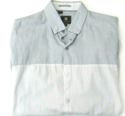 #ad Steel amp; Jelly London Men#x27;s Medium l s button up shirt light gray blue white $15.00