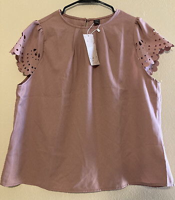 #ad NWT Emery Rose Womens Shirt Size 1XL Mauve Pink Short Sleeve NEW $15.99