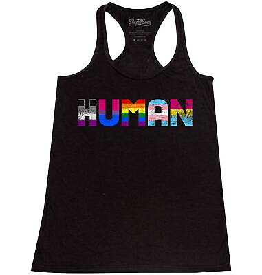 #ad Human Racerback Tank Top LGBT Gay Pride Month Transgender Rainbow Equal Tee $15.99