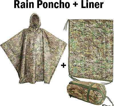#ad USGI Industries Rain Poncho and Poncho Liner Bundle. OCP Multicam $69.99