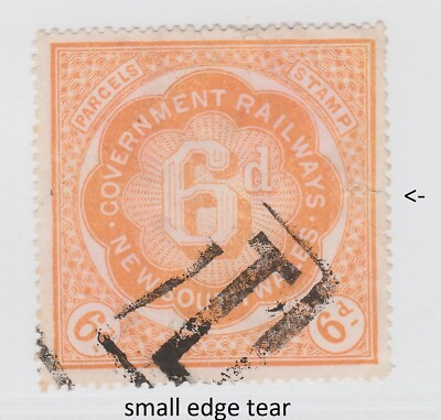 #ad New South Wales Australia Railway revenue stamp m389 small edge tear $2.95