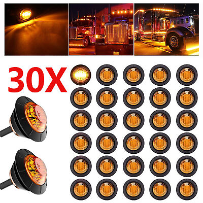 30X Amber 3 4quot;Round LED Bullet Clearance Side Marker Lights For Truck Trailer RV $19.98