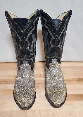 #ad Justin Ring Lizard Cowboy Boots Mens 10 D Black Style 8255 Pre Owned $299.99