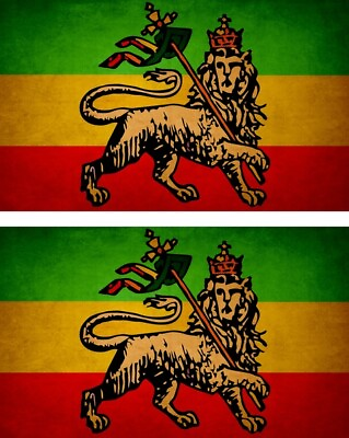 #ad 2x Sticker Flag Vintage Distressed Ethiopia Lion Rasta $2.92