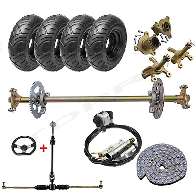 #ad 29quot; Rear Axle Kit Complete Wheels Front Steering Brake Assembly for Go kart Quad $39.15