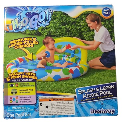 #ad H20 GO Splash amp; Learn Kiddie Pool 47quot; x 46quot; x 18quot; Match Shapes Inflatable NEW $16.16