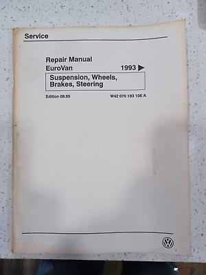 #ad VW Service Repair Manual 1993 Suspension wheelsbrakessteering W42 070 193 106A $15.00